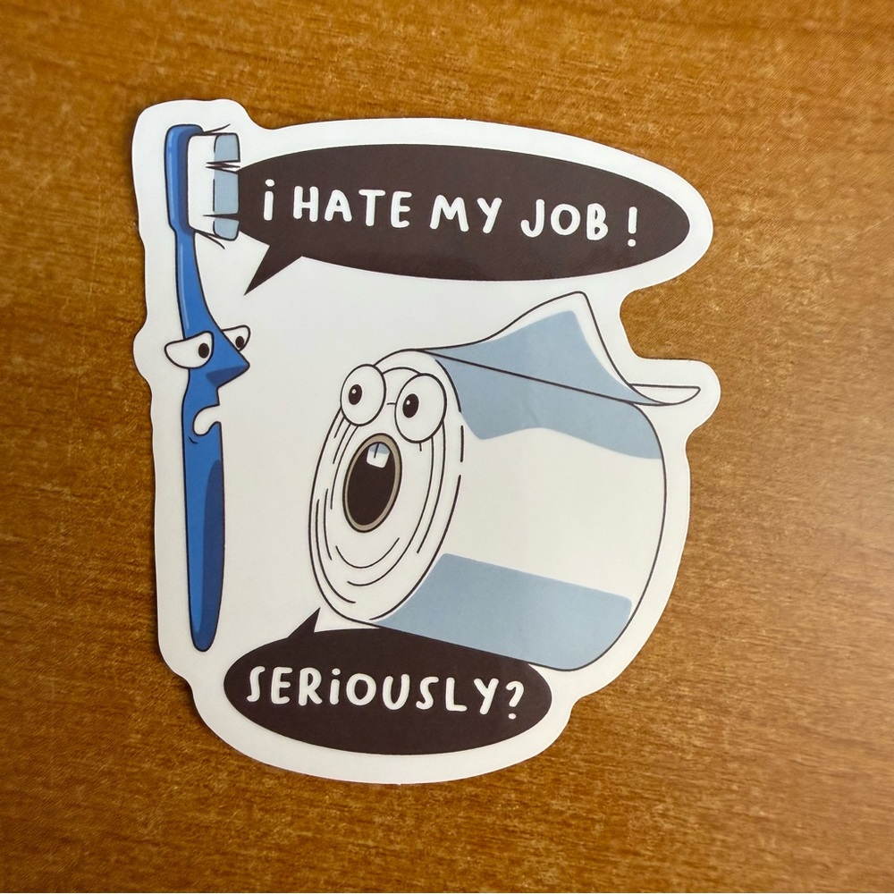 Funny Sticker with‎ Toothbrush and Toothpaste
